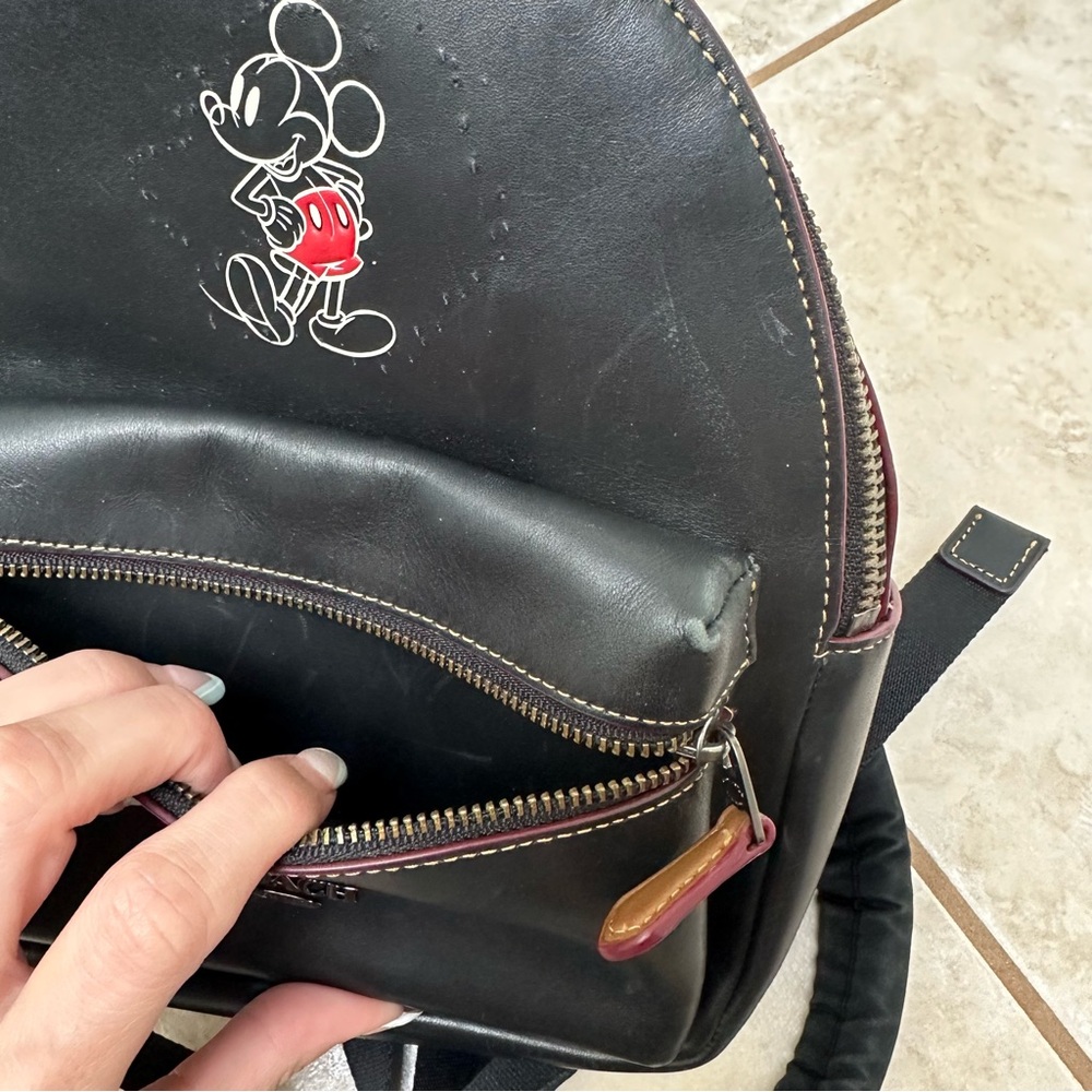 Coach Mickey Mouse Disney Black Leather Backpack Mini Charlie - Picture 5 of 12